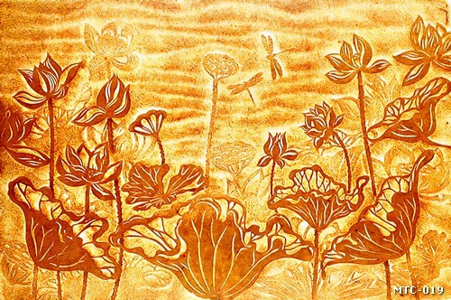 Tranh in trúc chỉ phòng thờ hoa sen MTC-019